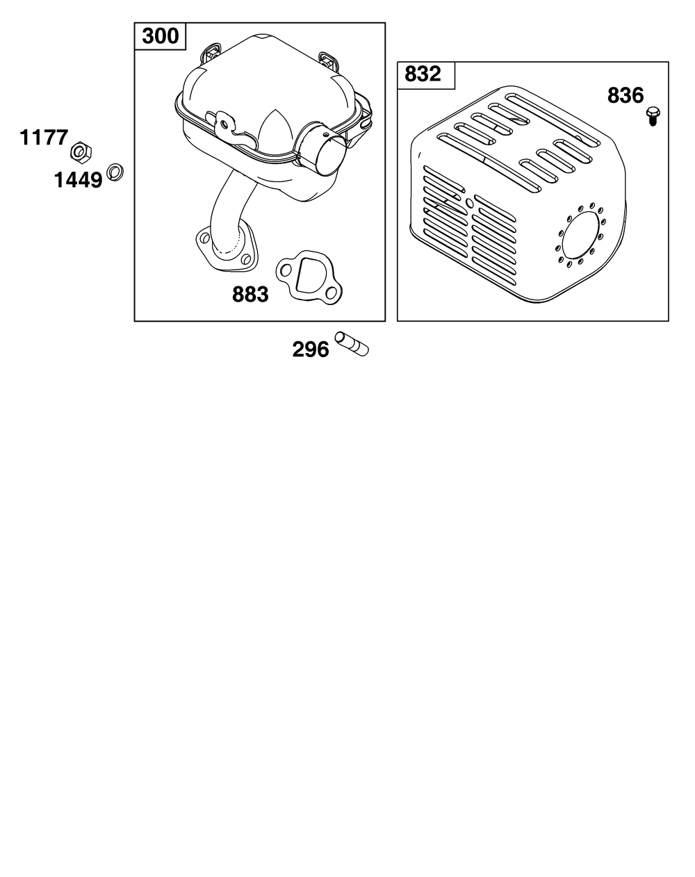 Exhaust Group Diagram and Parts List for 130G32-0084-H5 100000 - 19Z999 Briggs and Stratton Engine
